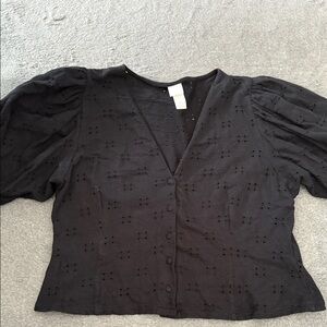 H&M Black Button-Up Blouse
